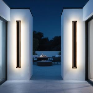 MELUCEE 2 Pack 60 Inch Outdoor Long Wall Lights Black, 5 Color Dimmable