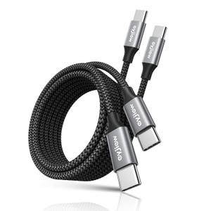 Long USB C to USB C Cable 12 FT, 2-Pack 60W PD Type C to C Cord Fast Charging Braided for iPhone 17 16 15 Pro Max, for MacBook/iPad, for Samsung Galaxy S25 S24 S23 S22 S21 S20 Ultra