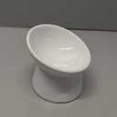 White Small Ceramic Raised Cat Bowls, Tilted Elevated Food or Water Bowls, Stress Free, Backflow Prevention, Dishwasher and Microwave Safe, Lead & Cadmium Free
