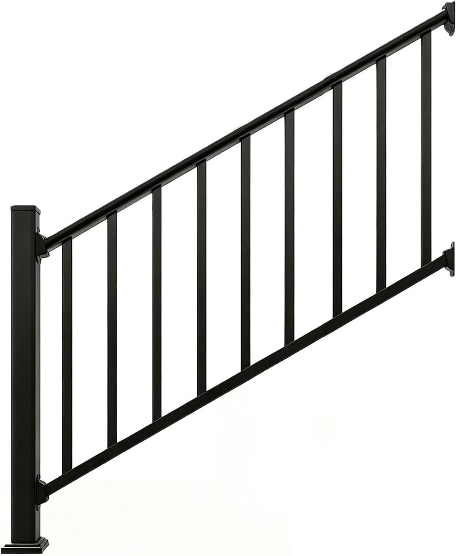 36 in x 5 Ft Modular Black Stainless Steel Stair Railing Kit