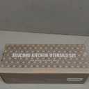 Umite Chef Kitchen Cooking Utensils Set, 33 pcs Non-Stick Silicone Cooking Kitchen Utensils Spatula Set with Holder, Wooden Handle Silicone Kitchen Gadgets Utensil Set (Khaki)