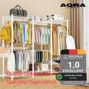 AQRA Heavy Duty Metal Garment Rack, Freestanding Clothes Rack, White, 15"D x 67"W x 76"H