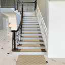 PURE ERA Bullnose Carpet Stair Treads Set Tape Free Non-Slip Indoor Stair Protectors Pet Friendly Rugs 9.5" x 30"(14 Pieces,Khaki Diamond Trellis)