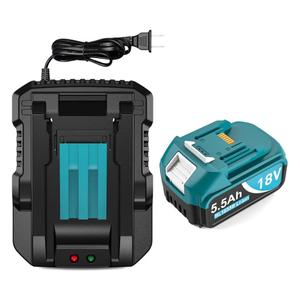 5500mAh 18V Battery Replacement for Makita 18V Battery and Charger DC18RC, Compatible with Makita LXT 18 Volt Batteries BL1850 BL1840 BL1830 BL1820 BL1815 Cordless Power Tools (Blue)
