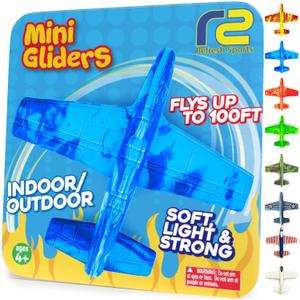 Airplane Toy Foam Airplanes for Kids - Best Easter Stuffers for Boys & Girls - Easy Throwing Air Planes - Gift Idea Toy Games - Styrofoam Plane Glider - Great Gifts for Ages 4 5 6 7 8 9+ Year Old (Blue)