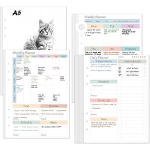 ADHD Planner Refill Pages for A5 Binders Planner Inserts Daily Weekly Monthly 120 Sheets/240 pages for 6 Ring Binder Undated Planners Refills Colorful To Do List Refill Paper 120 GSM Thick Loose Leaf Paper for 3 Months Neurodivergent Journal Productivity Adults 5.8" x 8.3"