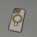 GUAGUA for iPhone 15 Pro Max Case with Stand, Magnetic Clear Cases Plating Edge Invisible Ring Holder Slim Shockproof Protective Kickstand Phone Case for iPhone 15 Pro Max 6.7'', Desert Titanium Gold