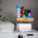 Trash Bag Holder Dispenser  2-Piece Organizer with Bamboo Lid & PET Base  Under Sink Kitchen Cabinet Bag Storage Solution