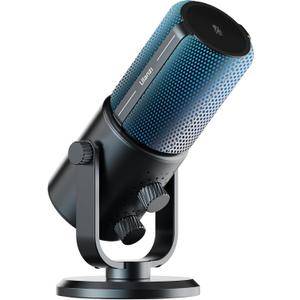 ULANZI DCM-05 Gaming PC Microphone USB Desktop Condenser Microphone for Podcasting, Phone Computer Streaming Mic with RGB Light, Mute Button, Headphones Jack, Desktop Stand, Plug & Play, Black