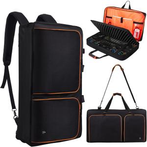 DJ Controller Case for DDJ-FLX10/ 1000/REV7/REV5/800/ FLX6 AlphaTheta DDJ-GRV6 With Thick EVA Padding, Adjustable Shoulder Strap,Fits Up to 15.6" Laptops Perfect for DJ and Music Producers (Orange)