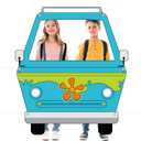 Mysterious Car Photo Prop Selfie Frame Funny Mystery Bus Prop Hippie Bus Backdrop Decoration Mystery Party Van Photo Booth Cartoon Party Banner Supplies for Kids Boys Girls Birthday Parties Sign