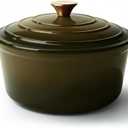 4.5 Quart Dutch Oven Pot with Lid, Non Stick Enameled Cast Iron Dutch Oven for Bread Baking, Heavy-Duty, Oven Safe Ceramic Cookware Up to 500F for Baking, Braising, Stews, Roasting, Golden Green