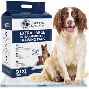 American Kennel Club Scented Puppy Training Pads with Ultra Absorbent Quick Dry Gel 28 x 30 Pee Pads for Dogs - Fresh Scented - 50 Count, XL