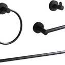 BGL Bathroom Hardware Set Matte Black 4-Pieces Bathroom Towel Rack 24 Inches Adjustable Bathroom Accessories Set