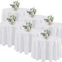 Fitable 6 Pack White Tablecloths for Round Tables - 108 Inches in Diameter - Stain Resistant and Washable Table Clothes, Polyester Fabric Table Covers for Wedding, Party, Banquet, Formal Events
