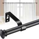 Curtain Rods for Windows 48 to 93” - 5/8 Inch Heavy Duty Metal Curtain Rods Set - Rustic Decorative Drapery Rods with Brackets for Farmhouse,Bedroom,Sliding Glass Door - Matte Black
