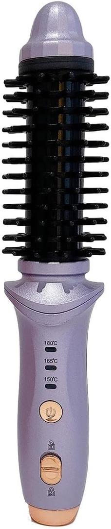 Cordless Heated Round Brush Mini Thermal Curling Iron for Short Hair USB Rechargeable Small Barrel Volume Heat Styling Curling Brush for Men Women Curly Straight Hair Travel (Purple1)