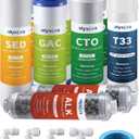 F9K NSF Certified 1-Year Reverse Osmosis Water Filter Replacement Set Compatible with iSpring RCC7AK, 9-Count for 6-Stage RO System with Alkaline Remineralization Filter, Without RO Membrane