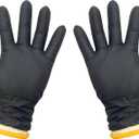 BBQ Gloves Disposable Heat Resistant - 2 Reusable Cotton Liners & 50 Nitrile Gloves for Barbecue Smoker, Grilling, Cooking Hot Meat, Food Prep - 5Mil, Non-Slip Grip, Black Large