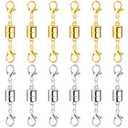 SUTQIGUI Magnetic Necklace Clasp and Closures with Double Lobster Clasp, 14K Gold and Silver Necklace Extenders for Women Jewelry Magnetic Clasps for Necklaces, Bracelet Necklace Extender(12PCS)