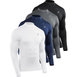 NELEUS 4 Pack Men's Workout Long Sleeve Shirts Compression Dry Fit Muscle Tops
 (XXL)