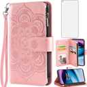 Asuwish Phone Case for OnePlus Nord N20 5G Wallet Cover with Tempered Glass Screen Protector and Flip Credit Card Holder Cell Accessories One Plus N 20 G5 1 Plus 20N 1plus One+ 1+ N205G Men Rose Gold