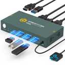 USB3.0 KVM Switch 2 Port HDMI, 4K@60Hz KVM Switch 1 Monitors 2 Computers with 3 USB3.0 Ports, HDMI KVM Switches for 2 PCs Share 1 Monitors and USB Devices, Support Button Switch, EDID
