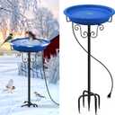 Heated Bird Baths for Outdoors for Winter, Lovppy 100W Heated Bird Bath Water Heater with Thermostatically Controlled, Heated Bird Baths Bowl with Metal Stake for Outside Garden Patio Yard (Blue)