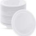 100pc Deep Bowl With White Background And Double Silver Edges, 12oz,Disposable Soup Bowls,Disposable Soup Dessert Salad Bowls for Wedding/Party/Catered Events (100Pack)