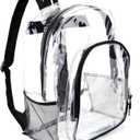 JOMPARO Clear Backpack Heavy Duty Clear Bookbag for School Transparent See Through Book Bags for Boys Girls 16 inch (1p-black)