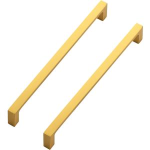 Ravinte 5 Pack Solid 7-1/2 Inch Square Cabinet Handles - Brushed Brass Drawer Pulls - Kitchen Hardware and Handles