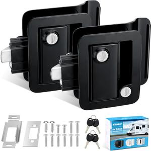 Kohree 2 PCS RV Door Locks Replacement with Paddle Deadbolt, Camper Door Lock, 100% Metal RV Enclosed Travel Trailer Door Lock for Camper Horse Trailer Cargo Hauler (Black)