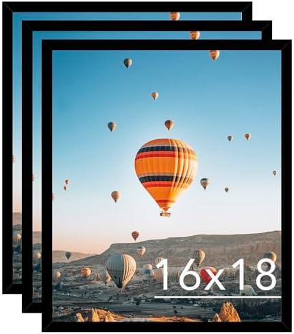 JCJM 10"-14.5 Picture Frame Black for Wall Hanging, Wall Mounting Horizontally or Vertically, 16 x 18 Wall Gallery Poster Photo Frame with Shatter Resistant Plexiglass, 3 Pack, Black Size 10"-14.5" 1Count