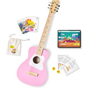 Loog Pro VI Acoustic kids real guitar for Beginners Compact size Ages 9+ Learning app and Lessons included