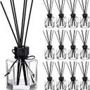 Huquary 12 Set 120ml 4.06 Ounce Reed Diffuser Bottle Empty Glass Diffuser Bottles Jars with Caps and Black Rattan Stick Set Fragrance Accessories for DIY Replacement Rattan Aromatherapy (Black)