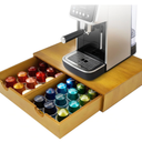 KISENG Coffee Pod 15" X 11" X 3" Natural Wood Countertop Organizer Drawer, Counter Top Espresso Tea Bag Station Storage Holder Box, Brown