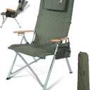 Reclining Camping Chair, Heavy Duty Folding Chairs with 4-Stage Adjustable High Back for Adults, Compact Foldable Outdoor Patio Reclining Chair with Storage Bag Green (1 PACK)