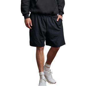 Russell Athletic Men's Relaxed Fit 9" Cotton Shorts with Pockets, Adjustable Elastic Waist, Sizes S-4X (3X-Large, Black)