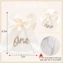 Boho Beige Bow Half Birthday hat-1/2 Birthday Decorations,Glitter Number Cone Hat,Princess Hat,Photo Props Cake Smash