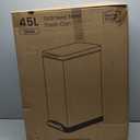 Home Zone Living 12 Gallon Slim Kitchen Trash Can with Soft Close Lid, Step Pedal, Bag Tuck Band, and Removable Liner, Stainless Steel, Silver