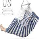 ADVOKAIR Hammock Chair Hanging Chair Rope Swing XXL - Max 500lbs, 70in Large Hammock Swing Chair -Portable Steel Spreader Bar with Anti-Slip Rings-Roomy & Strong (A Blue and White)