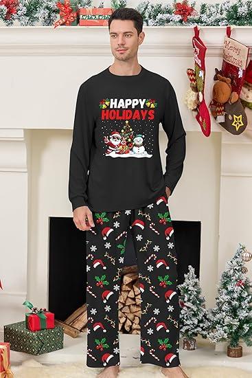 ALISISTER Matching Christmas Pajamas for Men and Women Xmas  Long Sleeve Sleepwear (Large)