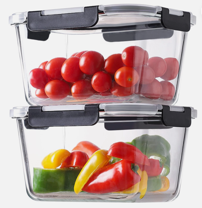 2 PCS Lids
2 PCS of 1800 ml Rectangle Glass Container, 63oz/8cup