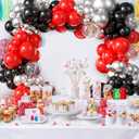 Red and Black Silver Balloon Arch Garland kit, 18/12/10/5 inch Red and Black Metal Silver Latex Balloon Set with Confetti Balloons for Graduation Baby Shower Wedding Birthday Anniversary Bachelorette