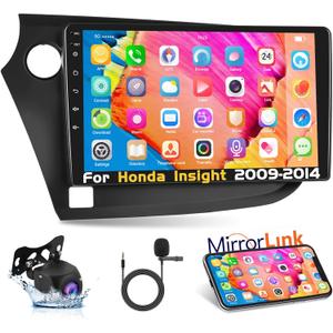 Podofo Car Stereo Radio for Honda Insight 2009 2010 2011 2012 2013 2014 9 Inch Touch Screen Bluetooth Audio with GPS Navigation Mirror Link WiFi FM/RDS EQ Backup Camera MIC