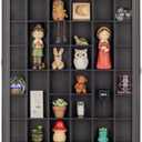 Gallery Solutions - Black Wall-Mounted - Curio & Shot Glass Display Case - 17"x32" Glass Door - Bar Accessories - Collectible - Miniature Glassware - Bar Accessories