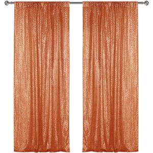 Sugargirl Orange Sequin Backdrop Curtain 2 Panels 2FTx8FT Glitter Orange Background Drapes Sparkle Photography Backdrop for Party Wedding Birthday Wall Decoration