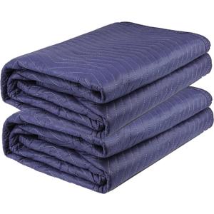 2 Pack Moving Blankets Heavy Duty 80"x72" Quilted Packing Blankets for Moving Furniture Padded Shipping Furniture Mover Blue