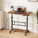 Portable Rolling Standing Desk, 32 In Adjustable Height Mobile Stand Desks, 15.8"D x 31.5"W x 38.4"H