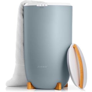 Zadro Large Hot Towel Warmer Bucket Timer Electric Towel Warmer for Bathroom Auto-Shut Off Heated Towel Warmer Spa (Large | 20L | 12" Dia. x 21" Tall, Bamboo/French Blue)